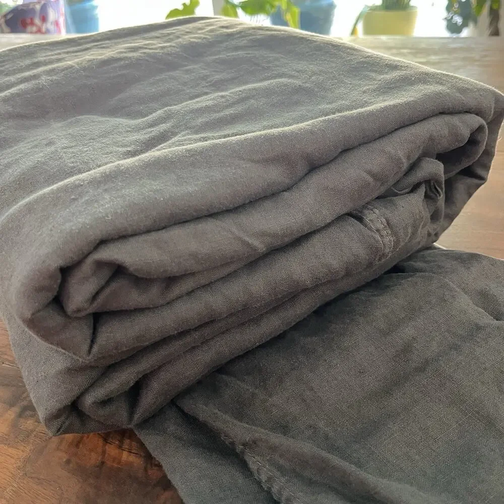 Ikea Dytåg 100% Linen King Duvet Cover & Pillowcases Dk Gray